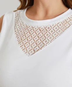 Solid Sleeveless Lace Insert Tank Top -Clothing Shop 154186558 gj dcf6dd1b 1461 44d9 832f a8f3906c6e0f