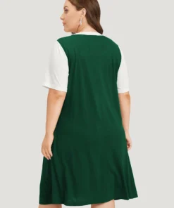 Striped Patchwork Flutter Colorblock Contrast Pocket Dress -Clothing Shop 154381336 re