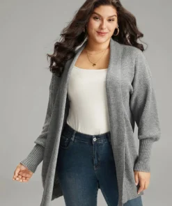 Plain Open Front Elastic Cuffs Cardigan -Clothing Shop 154485974 lx e4c0efa3 a9d9 44ea 9906 f02a53344e1a