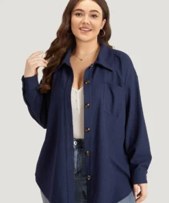 Plain Shirt Collar Button Through Pocket Waffle Knit Coat -Clothing Shop 154949002 ak 1c1d3019 1132 4d36 b27b 5ddf346f3440