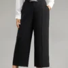 Metal Detail Pleated Wide Leg Pants -Clothing Shop 157271434 eb