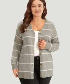 Supersoft Essentials Striped Button Through Elastic Cuffs Cardigan 14 Supersoft Essentials Striped Button Through Elastic Cuffs Cardigan -Clothing Shop 157353754 ss b11deeb1 d2ff 45c0 8adb 921ae78dbce8