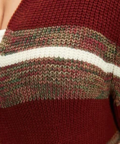 Striped Contrast Pointelle Knit Open Front Heather Cardigan 13 Striped Contrast Pointelle Knit Open Front Heather Cardigan -Clothing Shop 15786783 ox