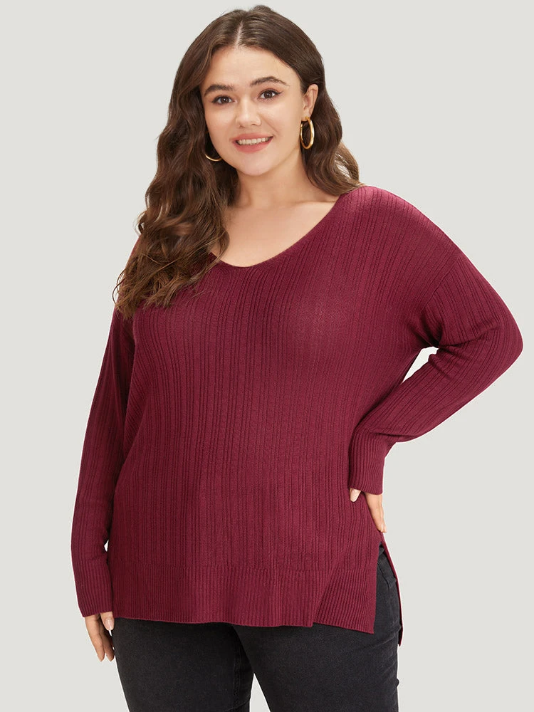 Supersoft Essentials Plain Rib Knit Split Side Pullover 7 Supersoft Essentials Plain Rib Knit Split Side Pullover - Image 5