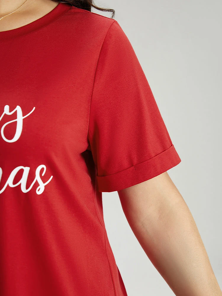 Christmas Print Round Neck T-shirt 11 Christmas Print Round Neck T-shirt - Image 9