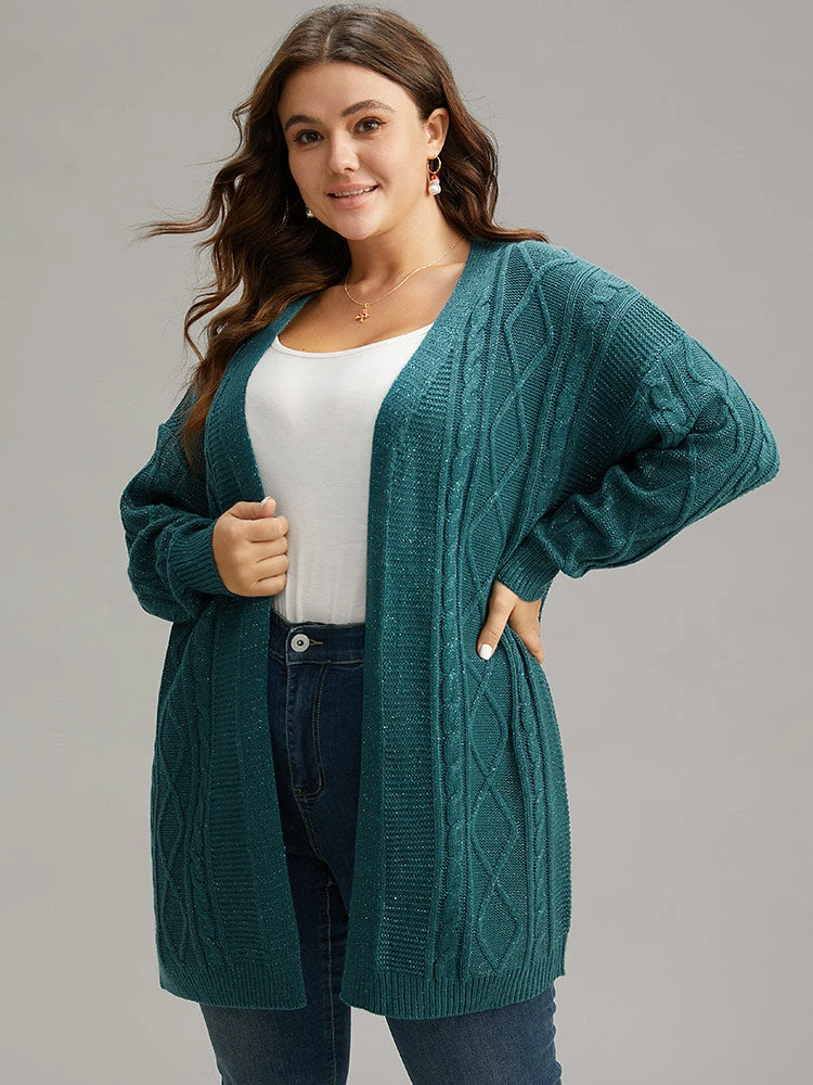 Plain Cable Knit Luxe Open Front Cardigan 3 Plain Cable Knit Luxe Open Front Cardigan