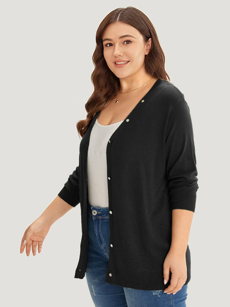 Supersoft Essentials Plain Button Detail Very Stretchy Cardigan 16 Supersoft Essentials Plain Button Detail Very Stretchy Cardigan - Image 14