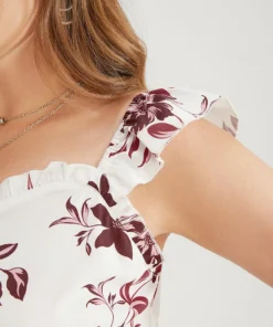 Floral Print Babydoll Ruffles Trim Cami Top -Clothing Shop 160963788 dg