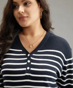 Supersoft Essentials Striped Button Through Pullover -Clothing Shop 161128528 he