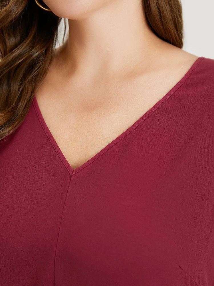 Plain Ruffle Cap Sleeve V Neck Zipper Jumpsuit 10 Plain Ruffle Cap Sleeve V Neck Zipper Jumpsuit - Image 8