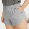 Solid Pocket Elastic Waist Sleep Shorts