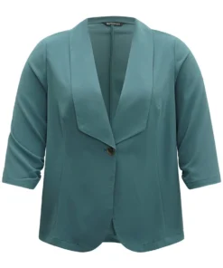 Plain Lapel Collar Gathered Blazer 17 Plain Lapel Collar Gathered Blazer -Clothing Shop 162640834 zz