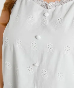 Plain Lace Trim Broderie Anglaise Button Detail Cami Top 17 Plain Lace Trim Broderie Anglaise Button Detail Cami Top -Clothing Shop 163192737 fk