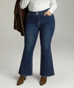 High Rise Flare Jeans With Frayed Hem -Clothing Shop 164108966 db