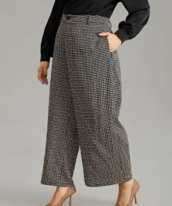 Houndstooth Elastic Waist Straight Leg Pants 13 Houndstooth Elastic Waist Straight Leg Pants -Clothing Shop 16465304 dk