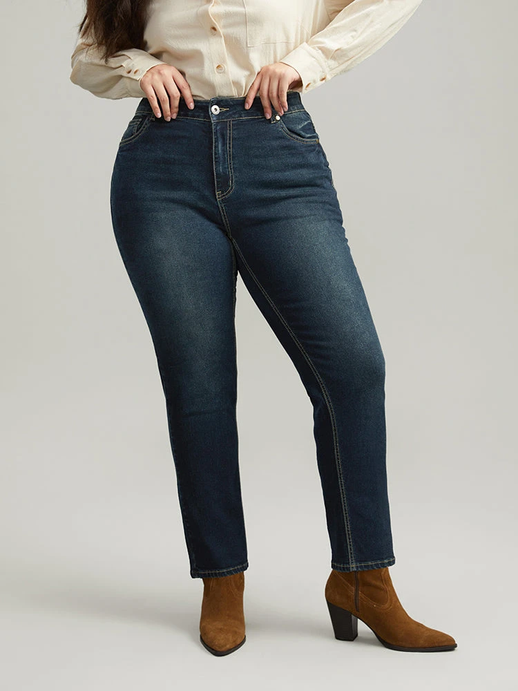 Dark Wash Straight Leg High Rise Jeans 7 Dark Wash Straight Leg High Rise Jeans - Image 5