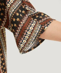 Boho Print Open Front Half Sleeve Kimono -Clothing Shop 166367984 tt