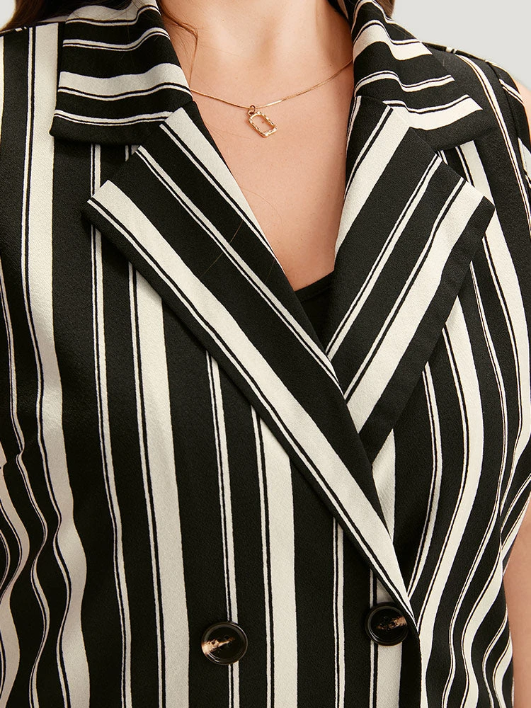 Halloween Striped Pocket Double Breasted Lapel Collar Sleeveless Blazer 10 Halloween Striped Pocket Double Breasted Lapel Collar Sleeveless Blazer - Image 8