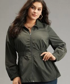 Wind-Resistant Waistline Inside Zipper Fly Windbreaker -Clothing Shop 167537426 ix