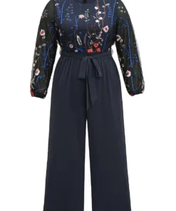 Halloween Floral Embroidered Belted Lantern Sleeve Jumpsuit -Clothing Shop 167742968 kx b6456039 1d50 4239 9d57 7936e0493856