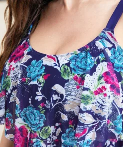 Floral Print Asymmetrical Tiered Hem Ruffles One Piece Swimsuit -Clothing Shop 16779050 ox