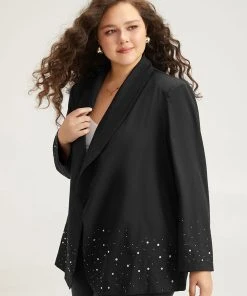 Halloween Plain Rhinestone Lapel Collar Blazer -Clothing Shop 16887821 ix