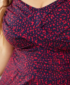 Graphic Print Gathered Flutter Hem Crossover Swim Dress -Clothing Shop 169170145 rv