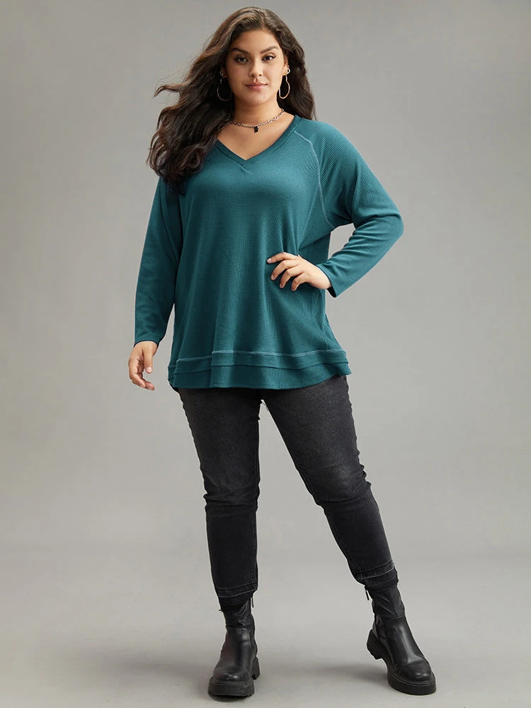 Plain Textured Stitch Raglan Sleeve Sweatshirt 13 Plain Textured Stitch Raglan Sleeve Sweatshirt - Image 11