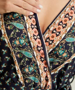 Bandana Print Wrap Ruffle Sleeve Pocket Belted Romper -Clothing Shop 169882090 fm