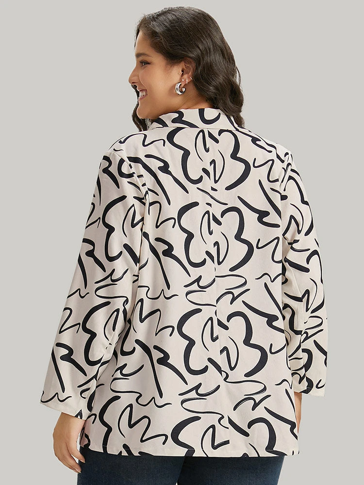 Line Print Suit Collar Pocket Button Through Blazer 9 Line Print Suit Collar Pocket Button Through Blazer - Image 7