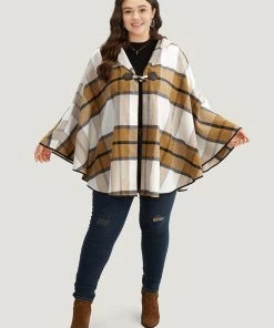 Plaid Duffle Button Hooded Cape Coat -Clothing Shop 171792821 cd 47deeee1 55d8 4a70 a220 880987de93f0