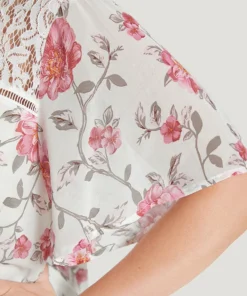 Floral Lace Ruffle Sleeve High Low Hem Blouse -Clothing Shop 172226984 uf 7f285fca bddc 4c81 a69e e4da78c3ea85