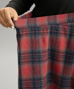 Plaid Lace Panel Pocket High Low Hem Skirt 12 Plaid Lace Panel Pocket High Low Hem Skirt -Clothing Shop 172683380 tq