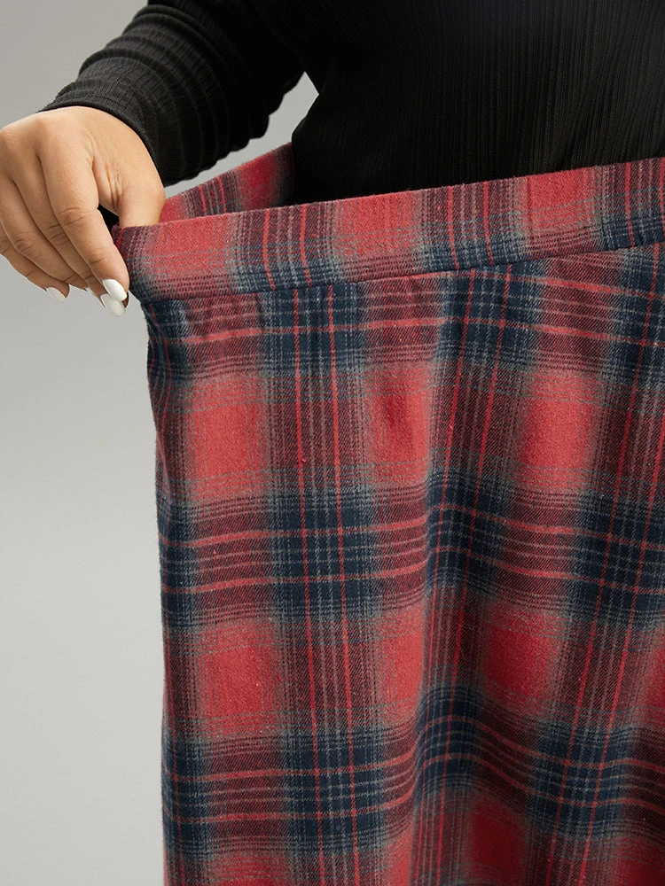 Plaid Lace Panel Pocket High Low Hem Skirt 7 Plaid Lace Panel Pocket High Low Hem Skirt - Image 5