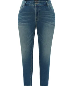 Zipper Fly Skinny Medium Wash Jeans -Clothing Shop 173334057 jp