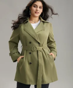 Plain Double Breasted Belted Pocket Windbreaker 16 Plain Double Breasted Belted Pocket Windbreaker -Clothing Shop 17371933 ua