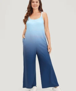Ombre Scoop Neck Pocket Adjustable Straps Jumpsuit -Clothing Shop 173910401 fl