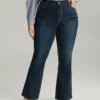 Cotton Solid Flare Leg High Rise Jeans