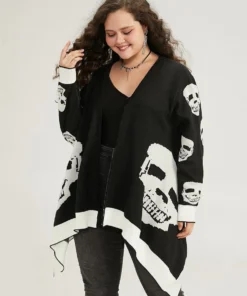 Supersoft Essentials Halloween Skull Asymmetrical Hem Cardigan