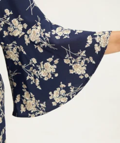 Floral Print Bell Sleeve Pocket Belted Jumpsuit 16 Floral Print Bell Sleeve Pocket Belted Jumpsuit -Clothing Shop 175036202 oo