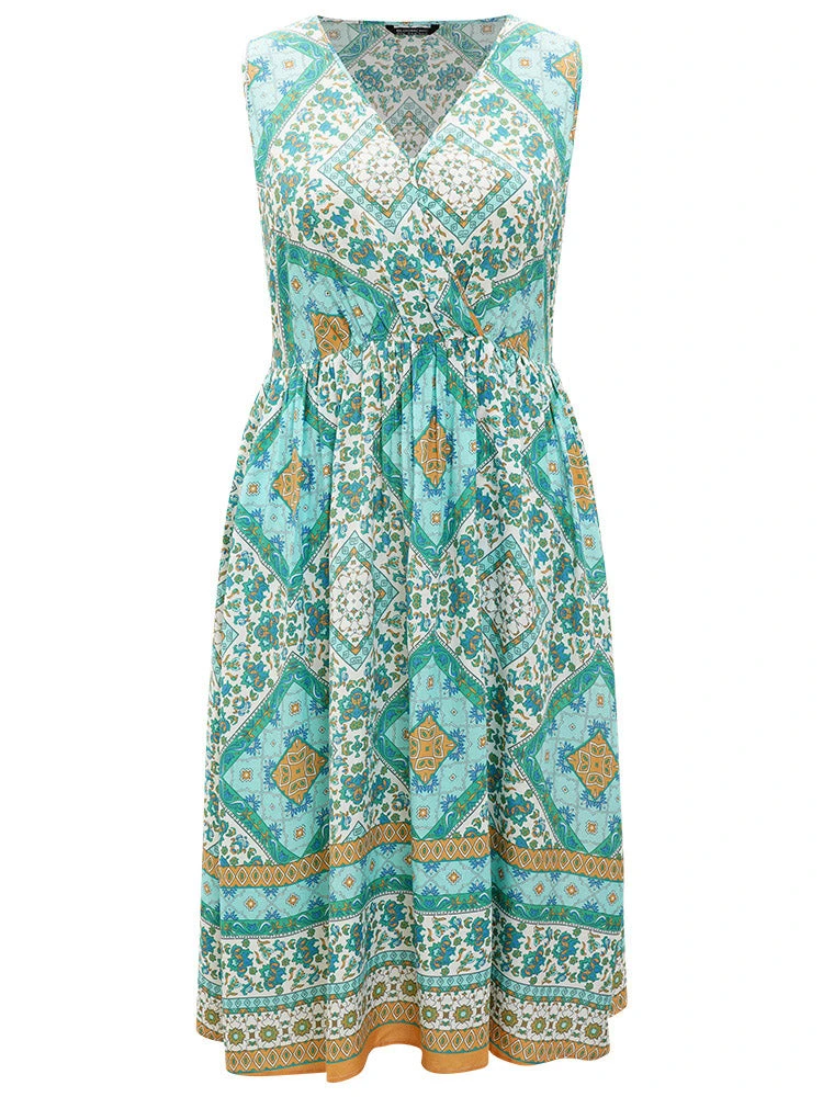 Bandana Print Overlap Collar Pocket Tank Dress 13 Bandana Print Overlap Collar Pocket Tank Dress - Image 11