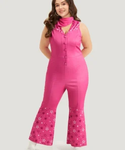 Halloween Star Button Up Bootcut Sleeveless Jumpsuit -Clothing Shop 175973535 ak