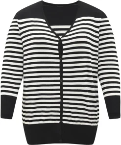 Supersoft Essentials Striped Patchwork Elastic Cuffs Cardigan 19 Supersoft Essentials Striped Patchwork Elastic Cuffs Cardigan -Clothing Shop 17638305 ju