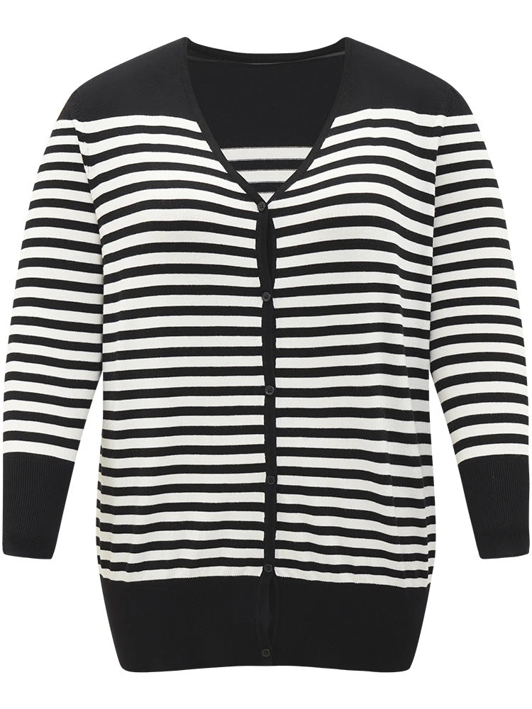 Supersoft Essentials Striped Patchwork Elastic Cuffs Cardigan 11 Supersoft Essentials Striped Patchwork Elastic Cuffs Cardigan - Image 9