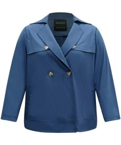 Anti-Wrinkle Solid Pocket Button Up Windbreaker -Clothing Shop 177054892 ij