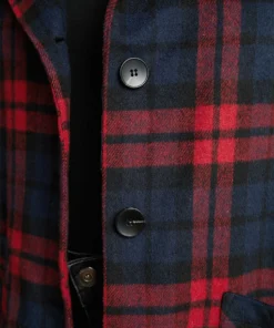 Plaid Button Through Pocket Hooded Coat -Clothing Shop 177242197 cw