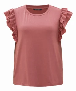 Solid Ruffle Trim Layered Sleep Top -Clothing Shop 177637131 ik
