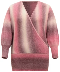 Ombre Surplice Neck Elastic Hem Pullover -Clothing Shop 178207712 gy