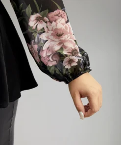 Floral Print Patchwork Elastic Waist Lantern Sleeve Blouse -Clothing Shop 178380279 yh ed817cb6 826e 46d7 91e9 55d4a02cb801