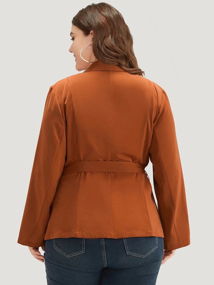 Solid Belted Suit Collar Blazer 4 Solid Belted Suit Collar Blazer - Image 2